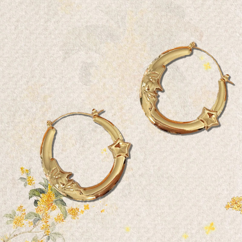 1 Pair Moon Curved Earrings Elegant Bohemian Style Design For Banquet Party