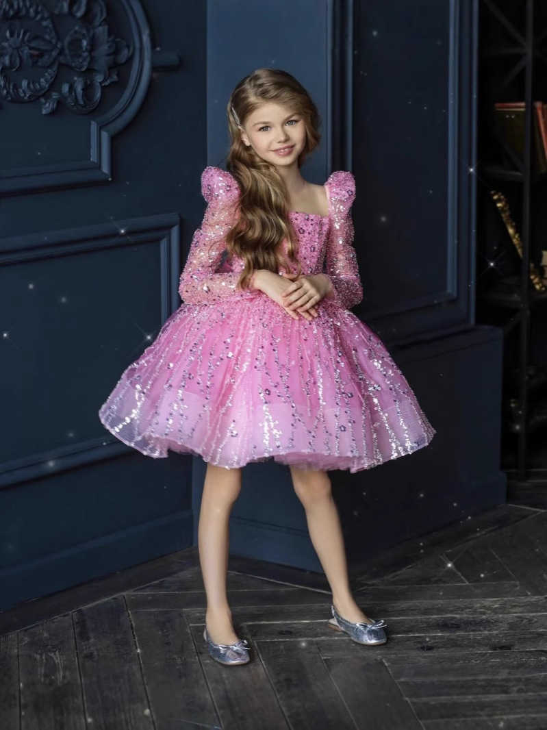 High-end light luxury girl princess skirt, birthday dress skirt, performance dress, first birthday banquet tuzze, host piano evening dress L250704