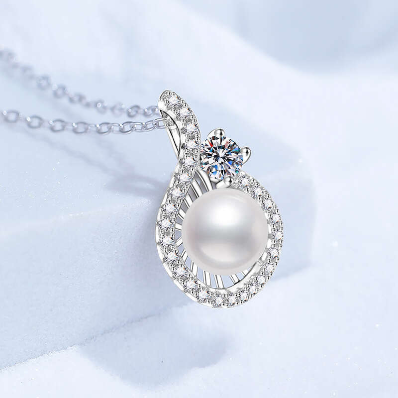 S925 Pure S925ier Natural FreS925hwater Pearl Pendant VerS925atile Water Drop S925hape MoiS925S925anite Necklace 536