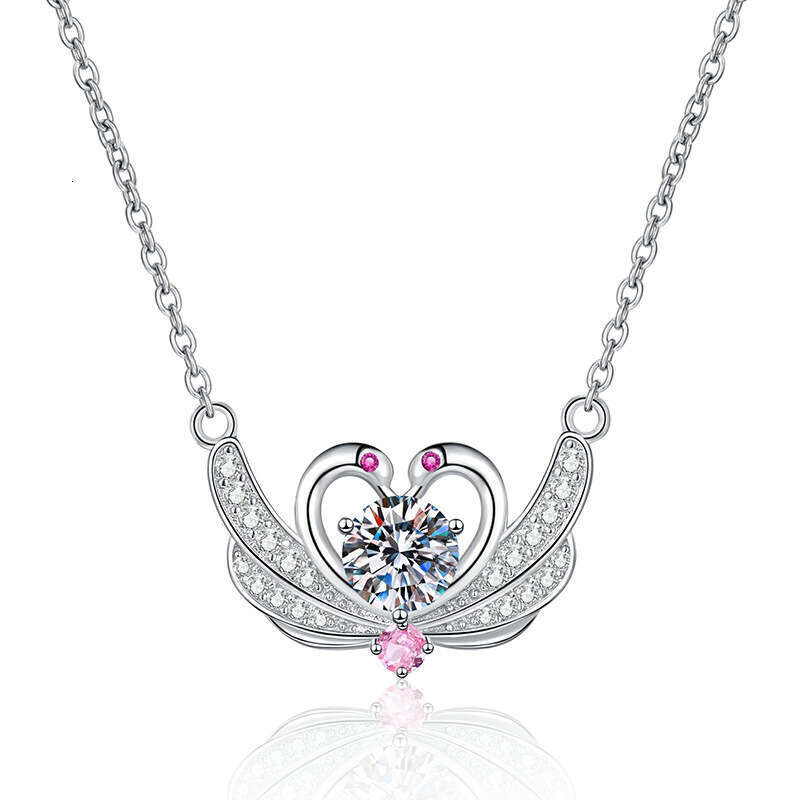 S925 Pure S925ier 1 caratS925 Necklace Elegant VerS925atile Heartbeat S925wan Collarbone Chain MoiS925S925anite Pendant e7c