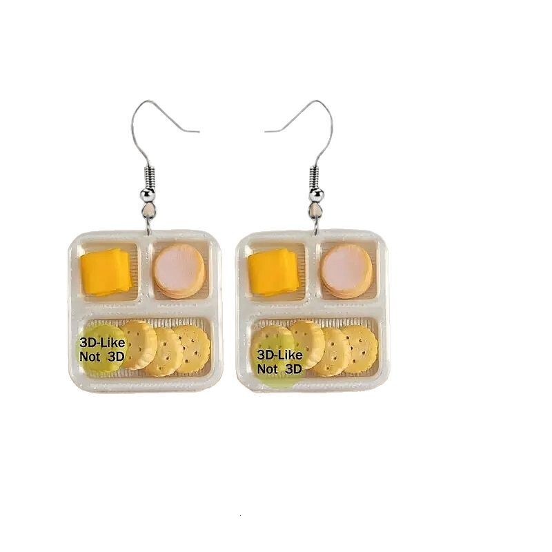 New Geometric Square Soda Cracker Bread Earrings High-end Niche Simulation Design