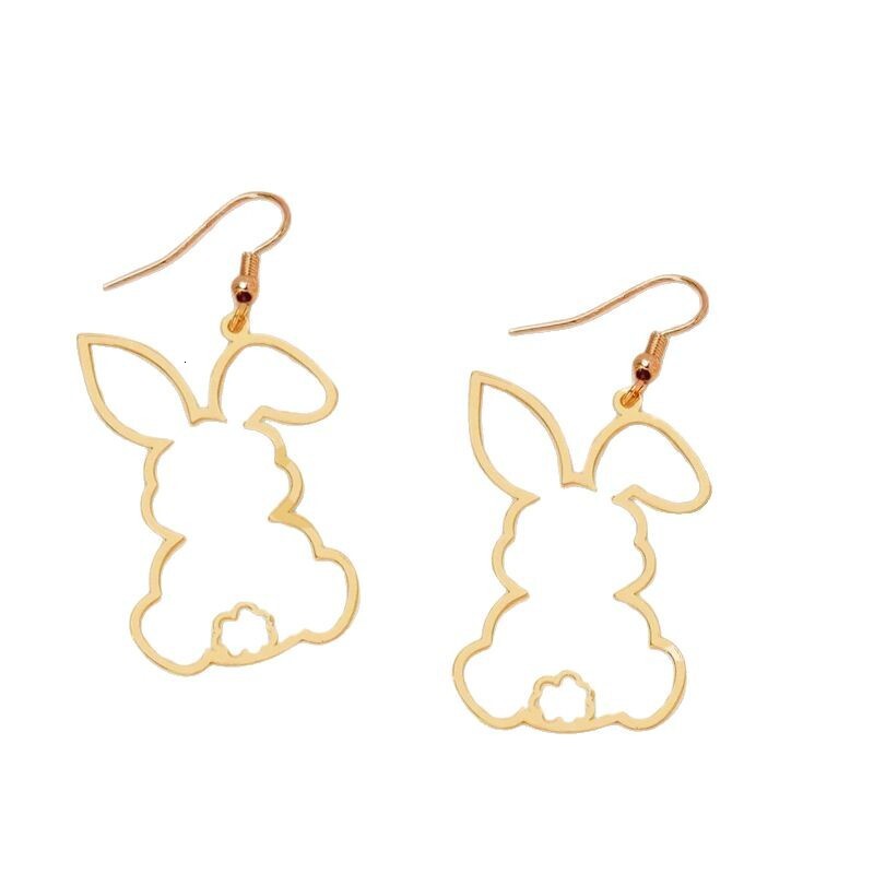 Fashion Cartoon Rabbit Cute Sweet Hollow Design Women's Earrings Trendy Versatile