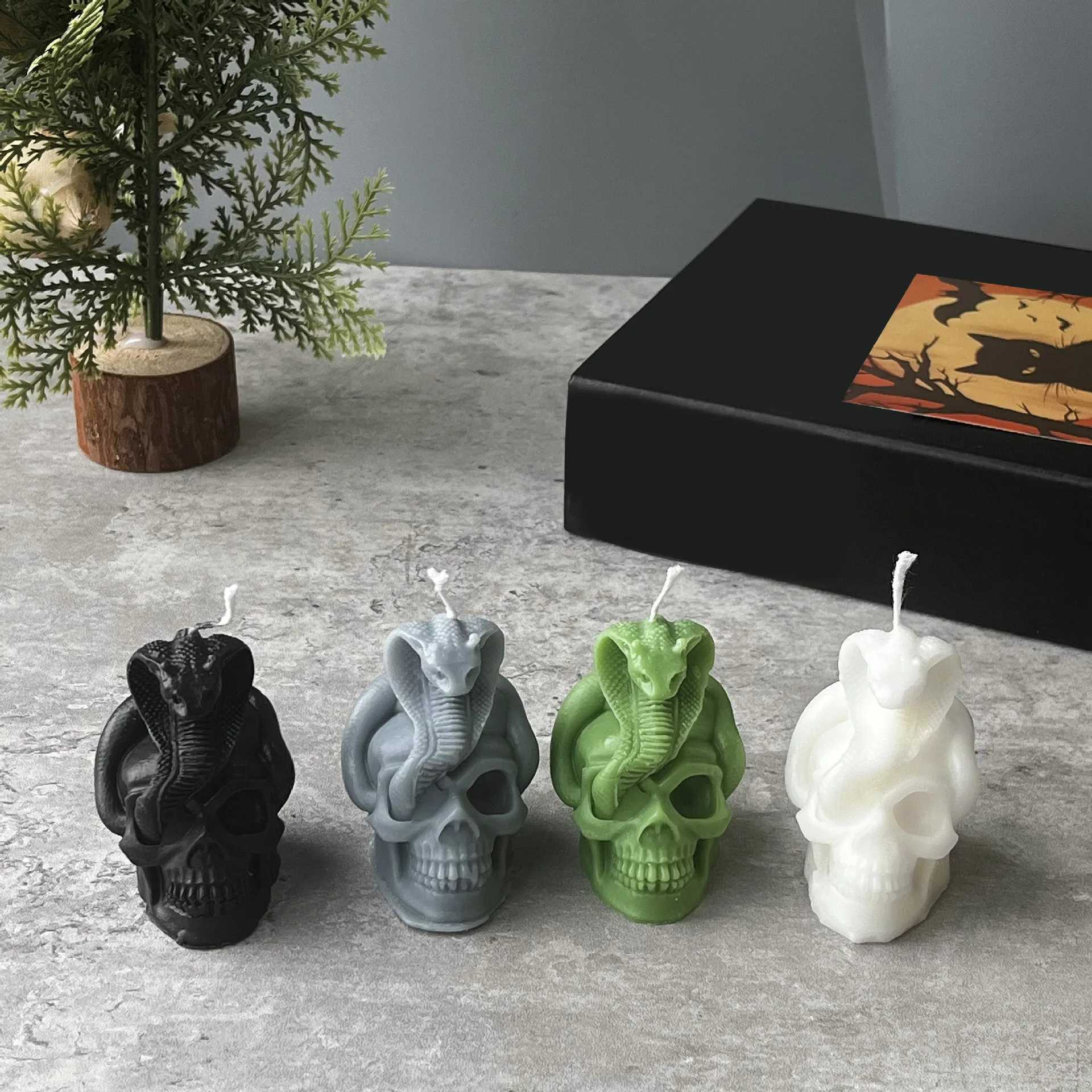 1pc Halloween Aromatic Candle Handmade Skull Shape Scented Candle Aromatherapy Soy Wax Candle for Party Home Decoration Ornaments W250704