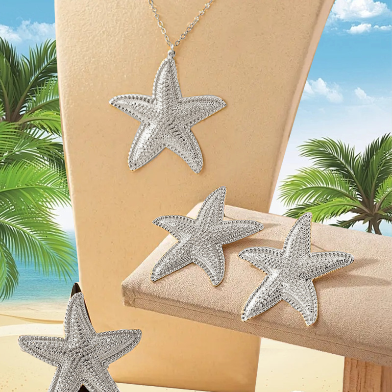 Necklace Earrings Starfish Ring Ocean Style High-end Jewelry Set