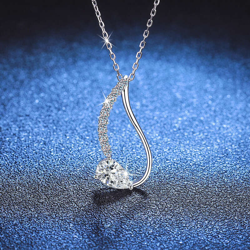 S925 Pure S925ier for Women High-end Irregular Water Drop Pendant 1 caratS925 D Color MoiS925S925anite Necklace 86d
