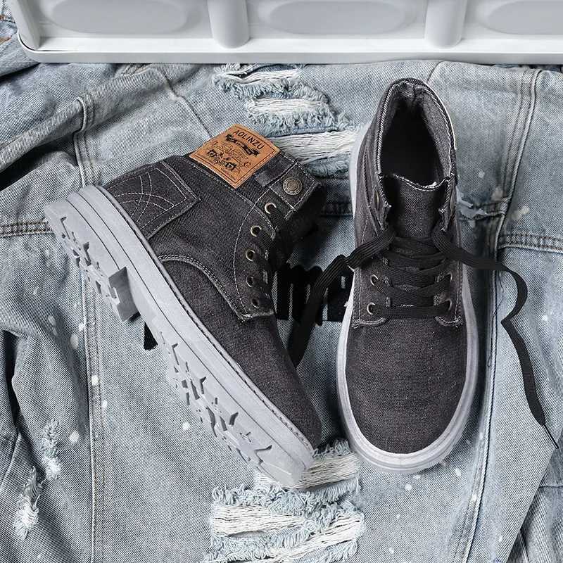 Canvas Boots for Men Trendy Working Shoes High Top Men Ankle Boots Outdoor Street Style Platform Boots botas masculino Z250704