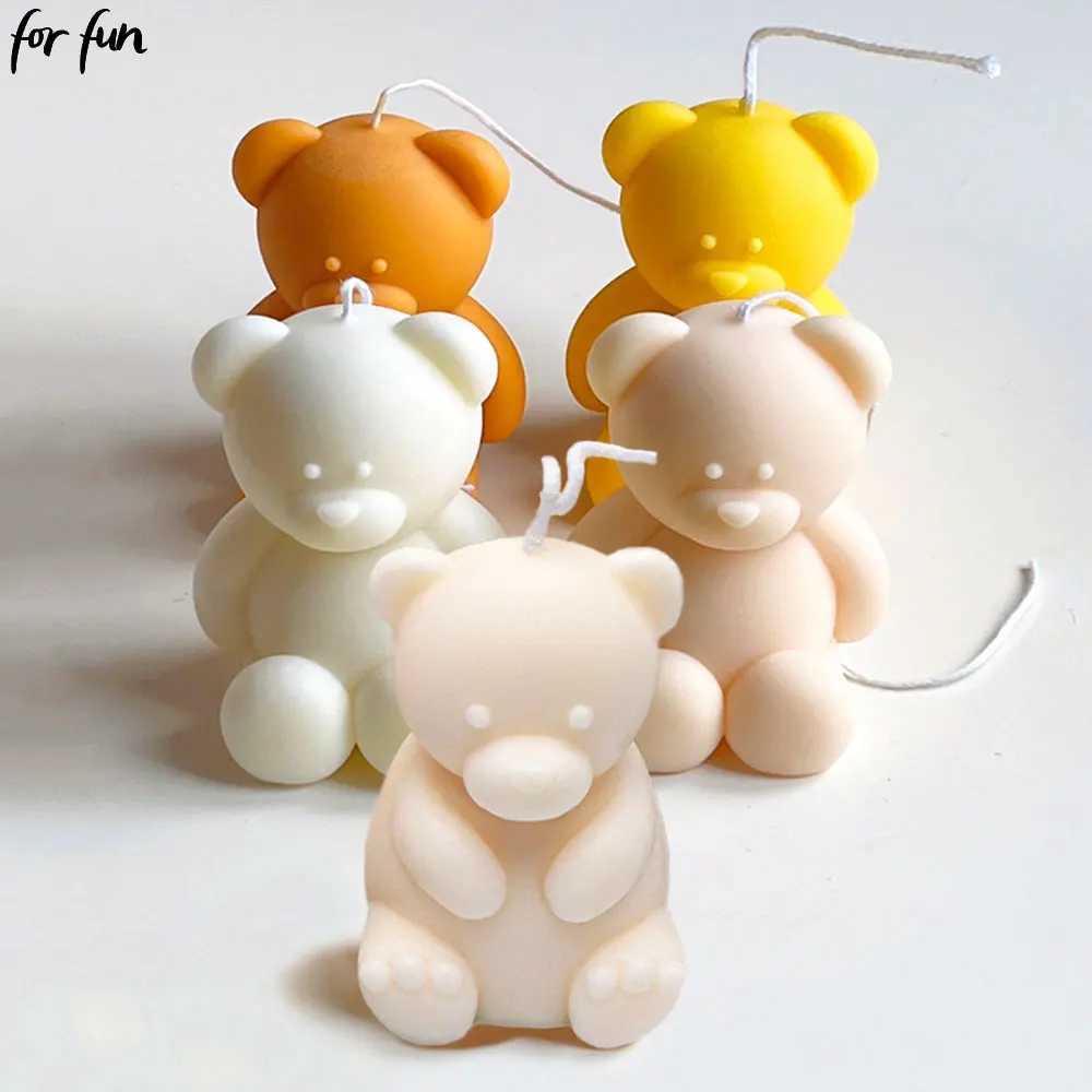 3D Cute Cartoon Bear Silicone Candle Mold DIY Handmade Soap Plaster Ice Cube Baking Mold Birthday Party Gift Making Mold W250704