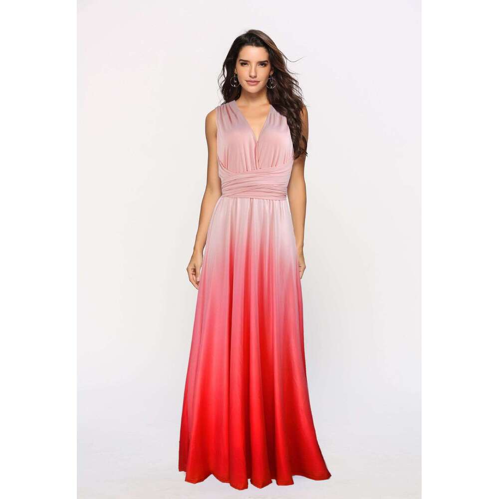 Hot-Selling Design Multi-Way Wear Cross Backless Sexy Tie Gradient Color Long Dress 2025 Elegant Versatile New Trendy Fashion Ins