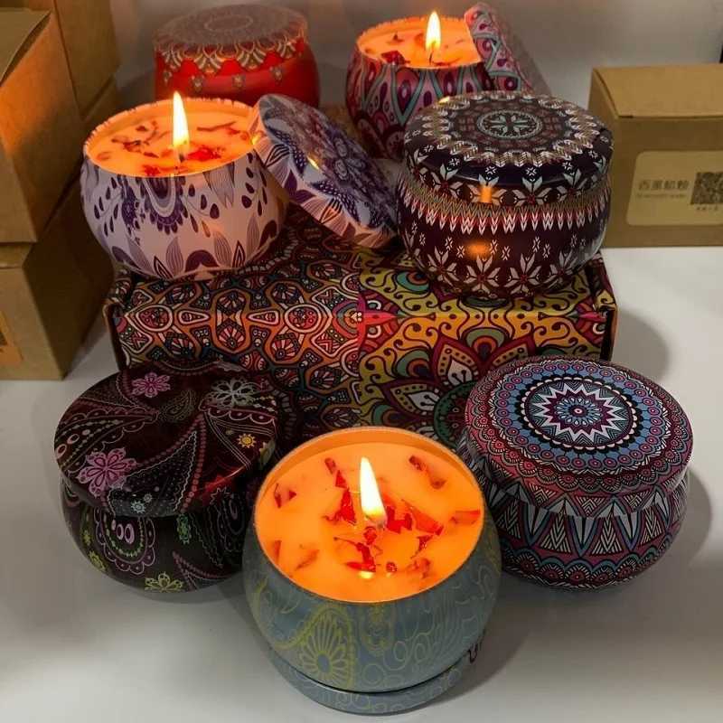 1PCS Vintage Candle Soy Wax Flower Fragrance Scented Candle Home Decoration Candle Jars for Wedding Ceremony Birthday Gift W250704