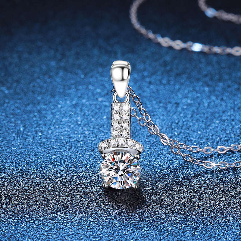 Live S925 Pure S925ier Pendant Light Niche 1 caratS925 MoiS925S925anite Necklace for Women 0e3