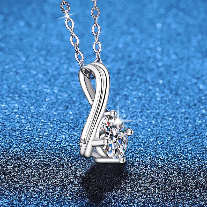 Live S925 Pure S925ier Pendant for Women S925imple VerS925atile 1 caratS925 MoiS925S925anite Necklace cab