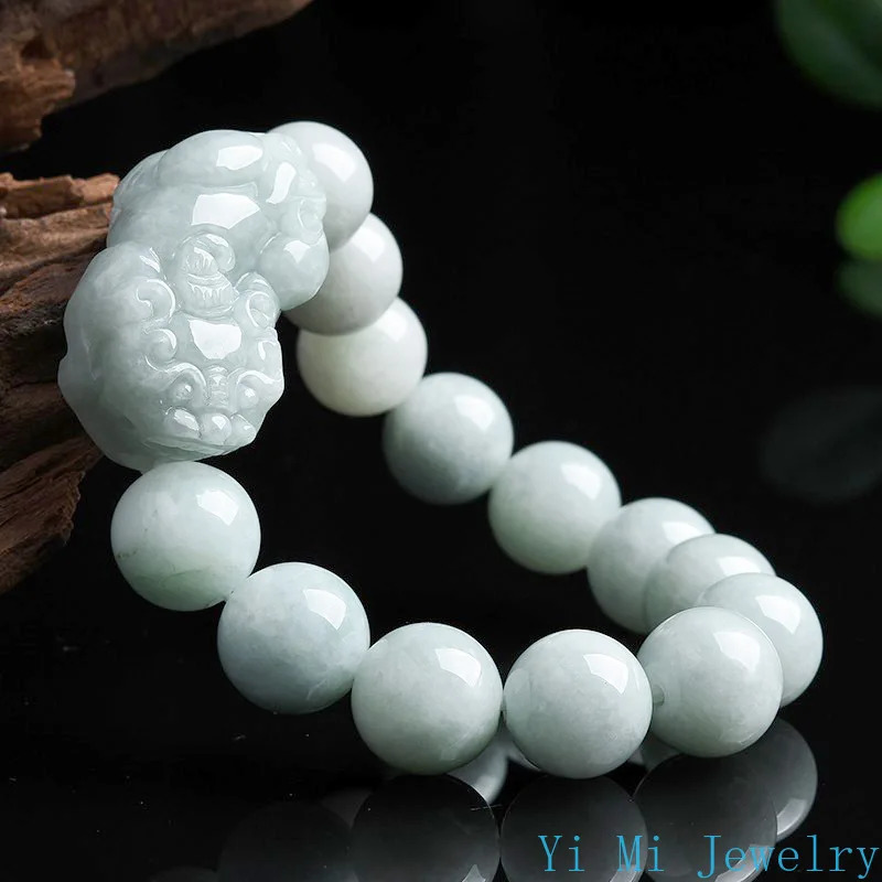 Burmese Jade Pixiu Bracelets Gifts Fashion Beaded Charms Vintage Amulets White Jadeite Bracelet Natural Women Jewelry Gemstones 250628