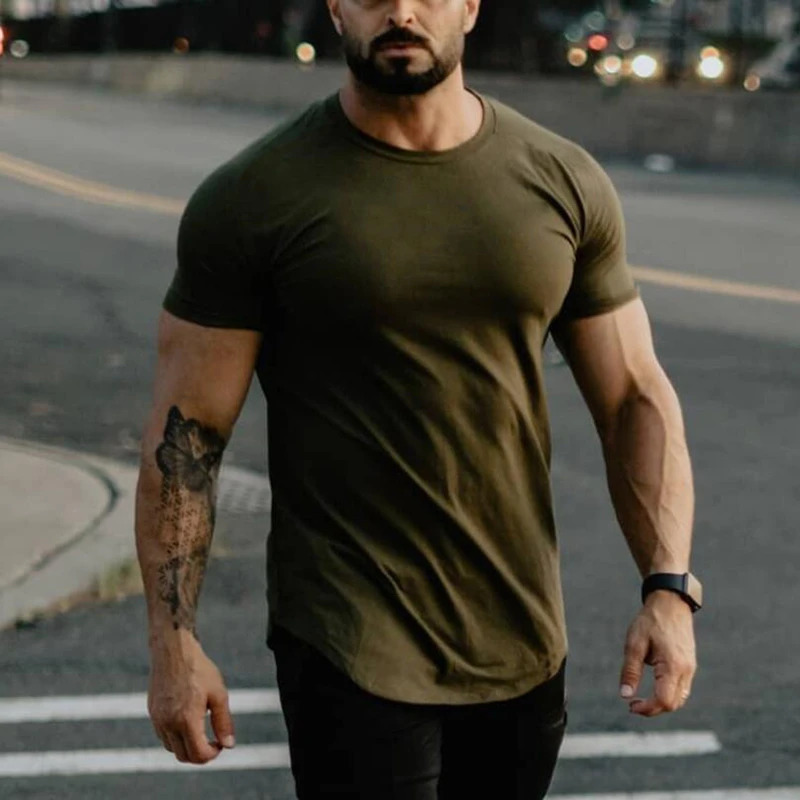Plain Clothing Fashion T Shirt Men Cotton Breathable Fitness Mens Short Sleeve T-shirt Gym Tshirt Summer Tight Tee Shirt Homme 250704