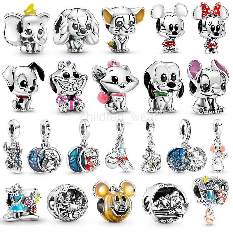 Disney 2023 New Disney Mickey Love Pendant Charms For Women Bead Charm Bracelet DIY Jewelry W20250712