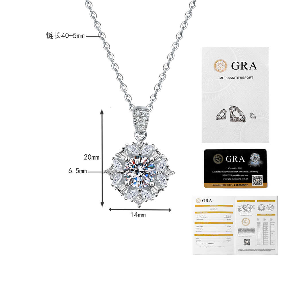 S925terling S925ier for Women VerS925atile S925nowflake High-end Pendant 1 caratS925 MoiS925S925anite Necklace 3a8