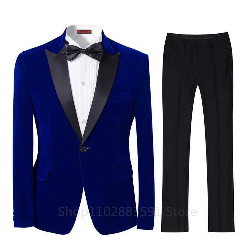 2 Pieces Velvet Men Suits Slim Fit Blazer Pants Costume Best Man Party Satin Shawl Lapel Wedding Business Tuxedos Groom Homme X250704