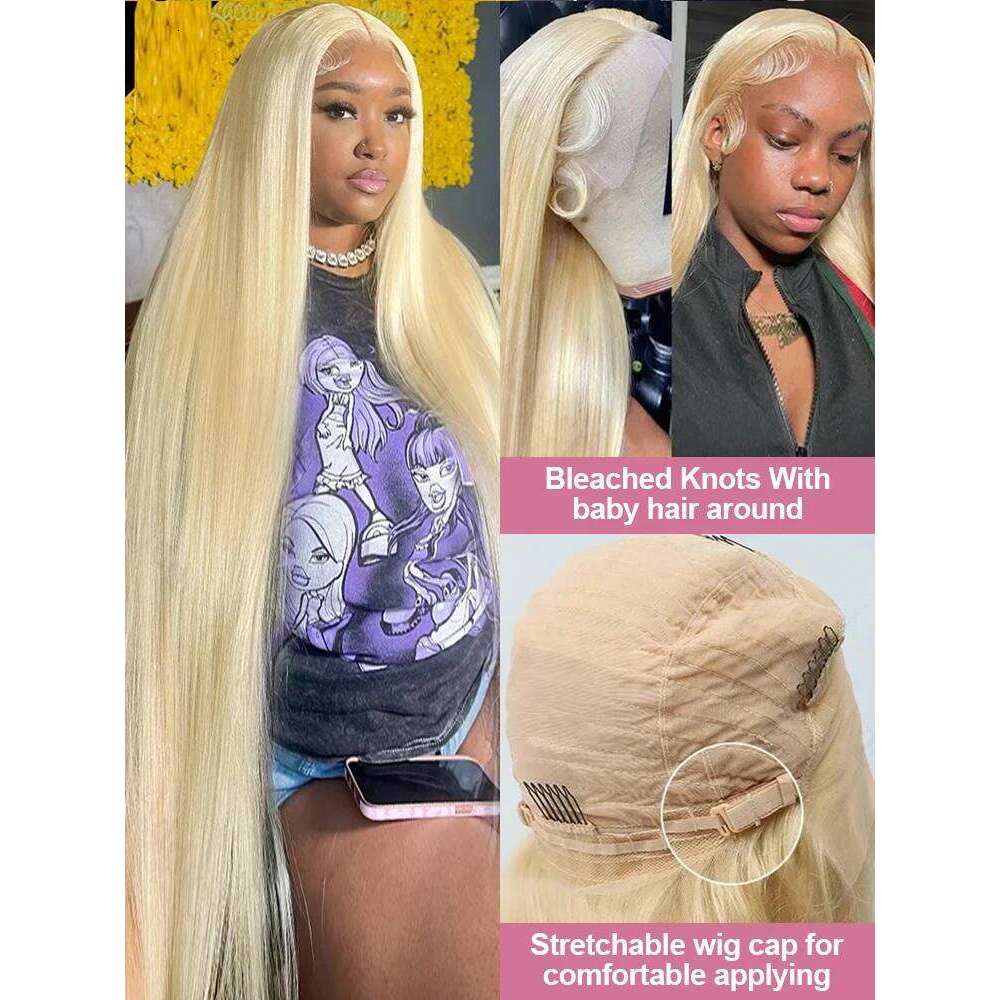 40Inch 613 Honey Blonde 13x6 Frontal Wig Lace Front Brazilian Bone Straight 13x4 Human Hair Wigs For Women