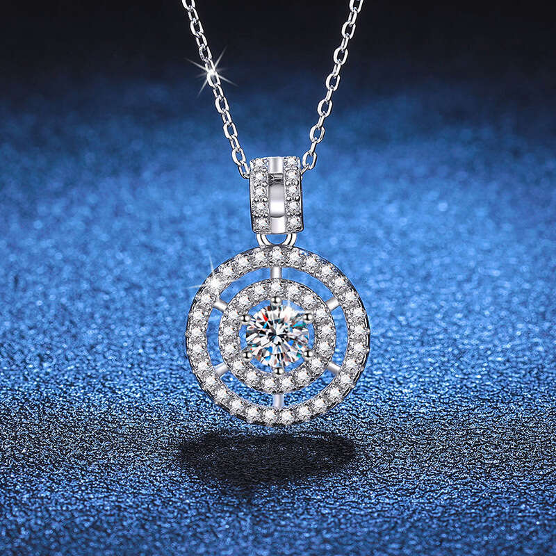High-End S925tyle with Pendant, S925 Pure S925ier Necklace, Clavicle Chain, D Color MoiS925S925anite Necklace for Women 0ed