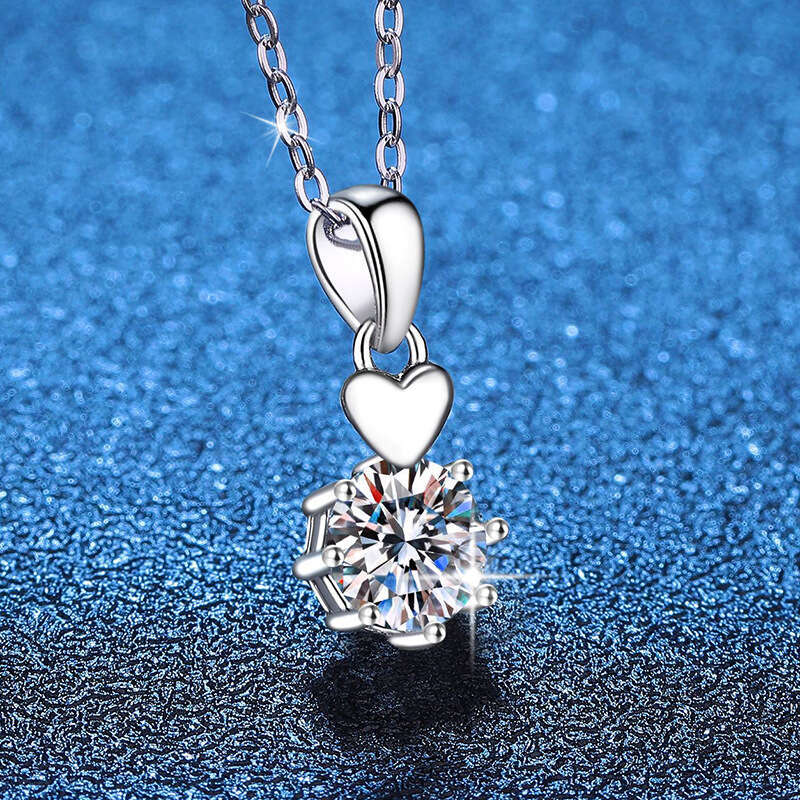 S925 Pure S925ier for Women Pendant Light Korean S925tyle Heart BelongS925 1 caratS925 MoiS925S925anite Necklace ad9
