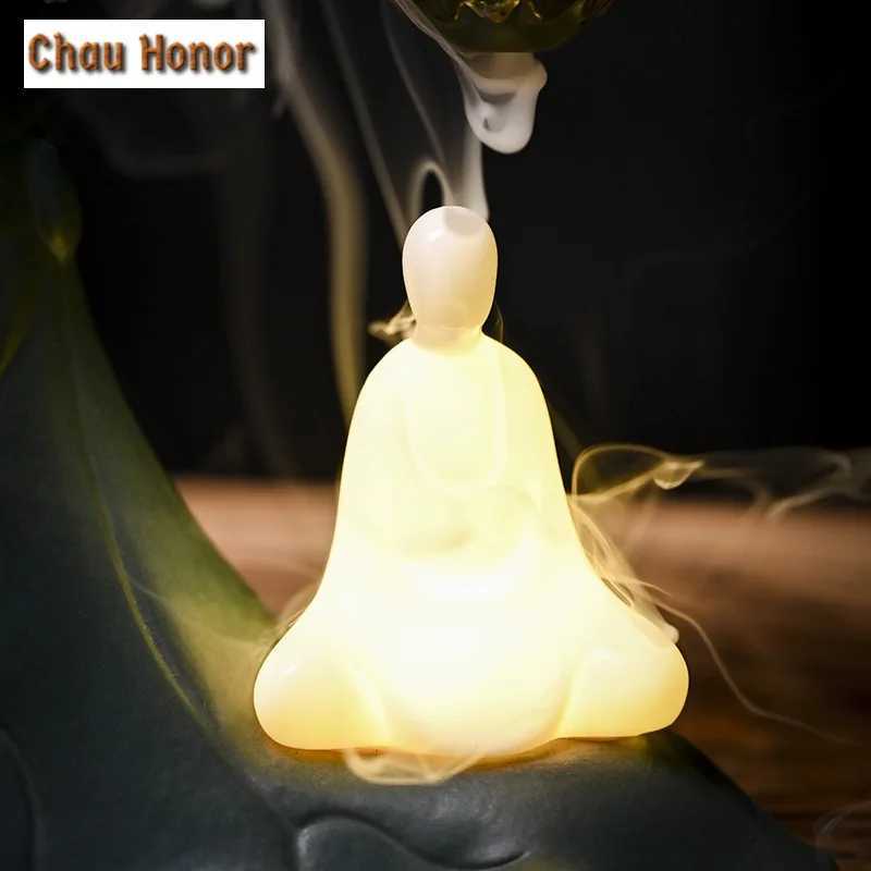 Lotus Leaf LED Backflow Hanging Ball Incense Holder Luxury Mist Smoking Steamers Scented Aromatic Candles Tea Items Ornaments W250704