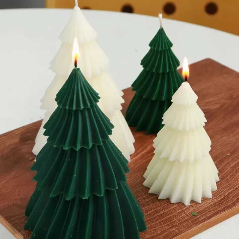 3D Scented Candles Mold Christmas Tree Silicone Candle Geometric Pine Silicone Candle DIY Aromatherapy Candle Soap Making Tools Craft W250704