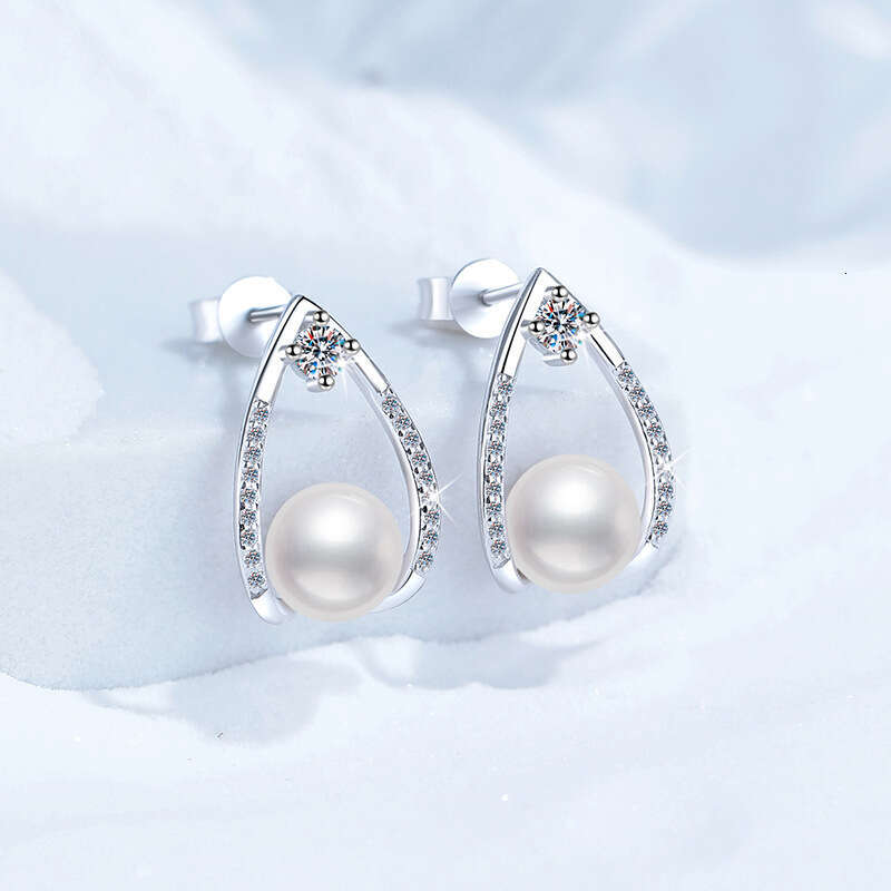 Hot S925elling MoiS925S925anite S925 S925terling S925ier Natural FreS925hwater Pearl French S925tyle Elegant High-end EarringS925 1c2