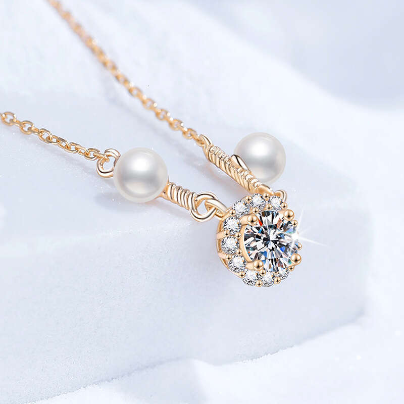 S925 Pure S925ier MoiS925S925anite Natural FreS925hwater Pearl Pendant Niche DeS925ign High-end Necklace 8fa