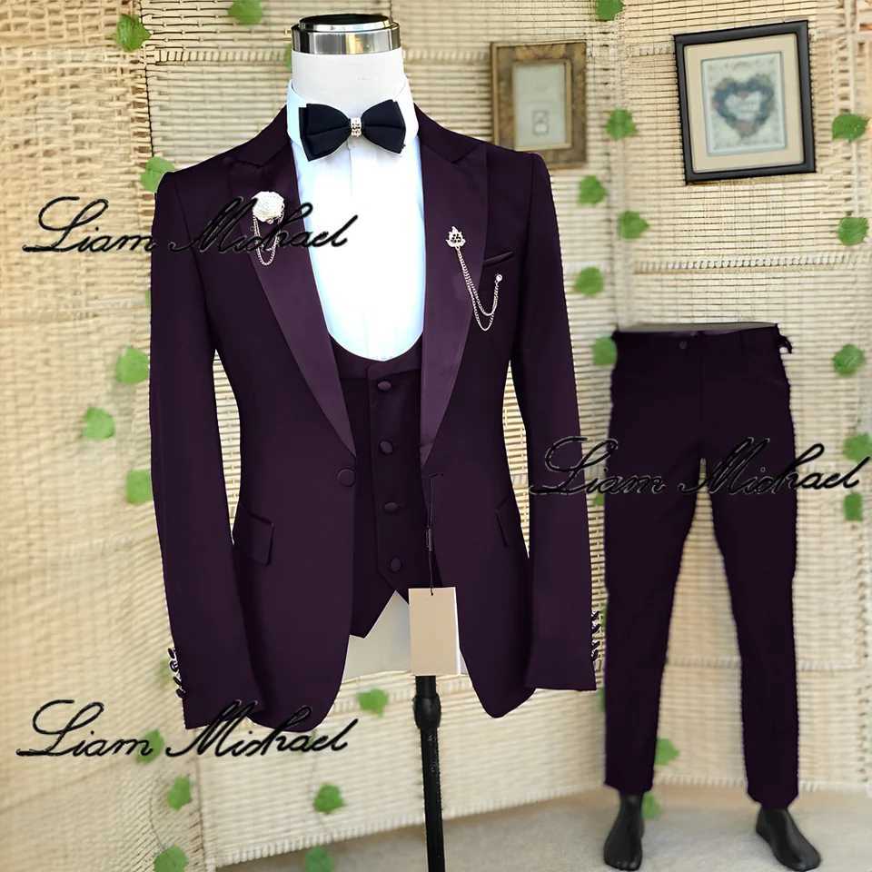 Black Wedding Groom Tuxedo Elegant Suit Mens 3 Piece Jacket Pants Vest Tie Customized Outfit XS-5XL Slim Fit Blazer Men X250704