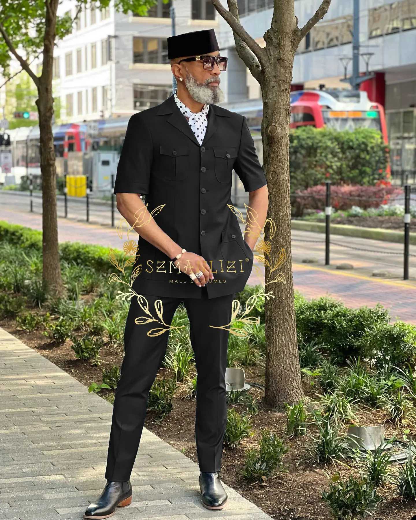 Summer Mens Suits Beige Wedding Blazer Short Sleeve Notched Lapel Slim Fit 2 Piece Jacket Pants Casual Beach Costume Homme X250704