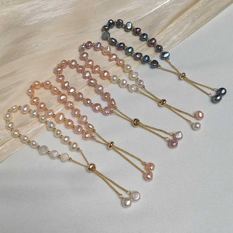 Sell Fashion Natural Baroque Freshwater Pearl 14K Gold Filled Ladies Bracelet Jewelry For Women Birthday Gifts No Fade 250628