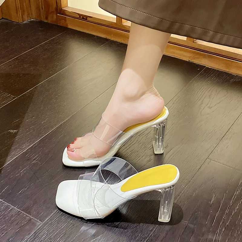 Summer Women Pumps Sandals PVC Jelly Slippers Open Toe High Heels Women Transparent Perspex Slippers Shoes Clear Heel Sandals W250704