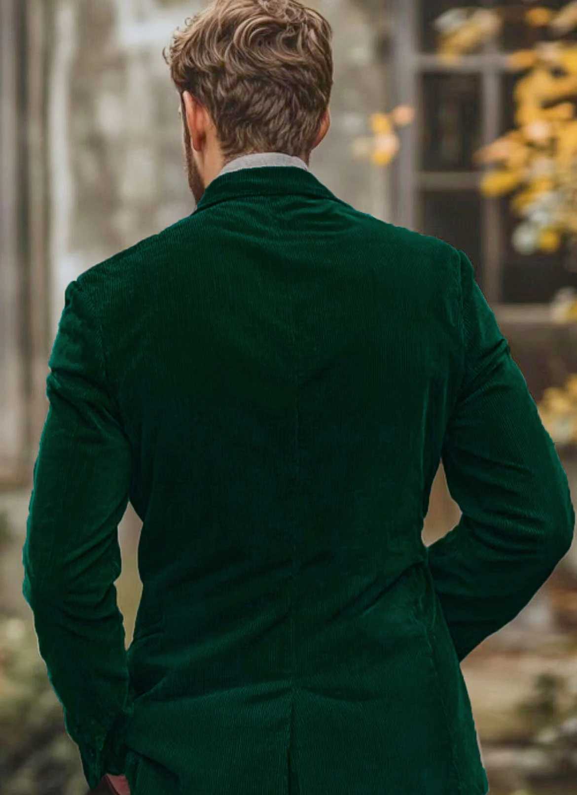 Autumn Winter Mens Suit 2 Piece Corduroy Blazer Pants Set for Business Events Wedding Grooms Banquet Party Custom Tuxedo X250704