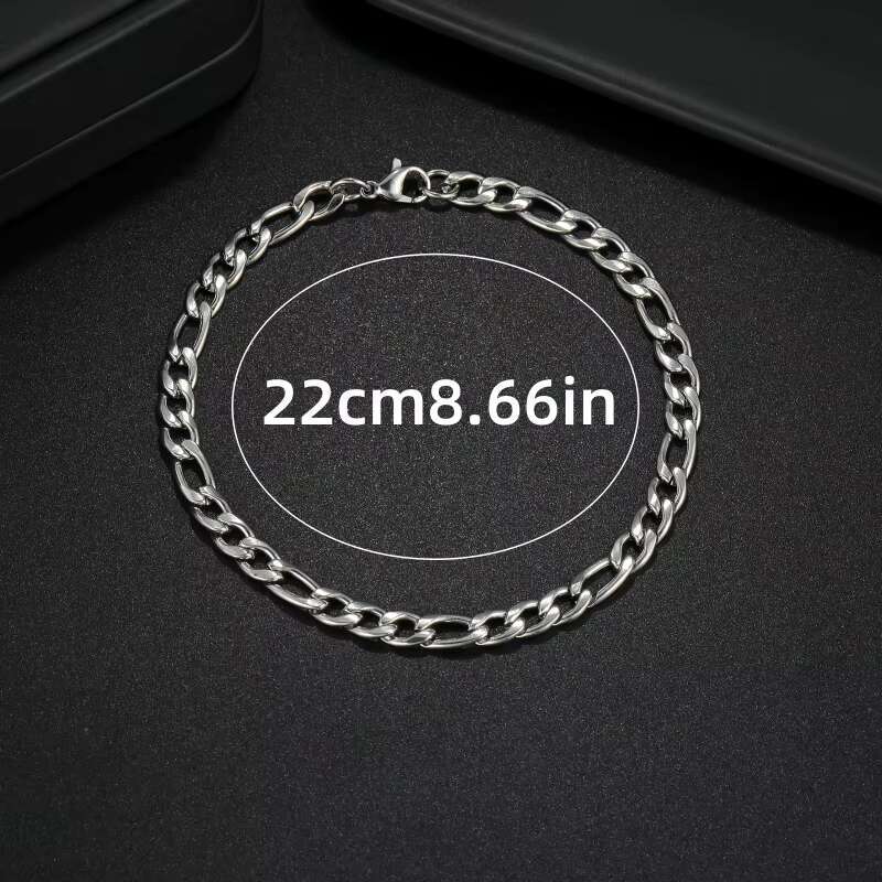 Trendy Stainless Steel Cuban Chain Mens Bracelet - Hip-Hop Style