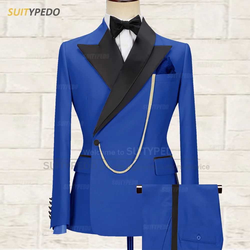 Formal Mens Suit Sets for Wedding Prom Party Elegant One Button Peak Lapel Tuxedos Fashion Slim Fit Blazer Pants Two Pieces X250704
