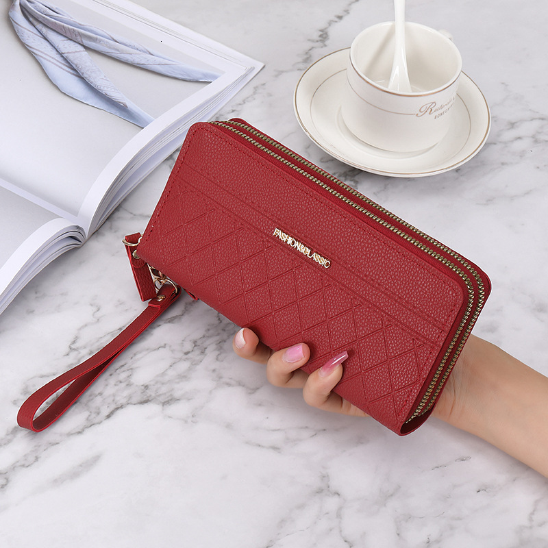 Free Shipping Designer Bag Korean Style Wallet For Women Long New Double Zipper High-end Solid Color Simple Clutch Bag Large Capacity Women's Wal