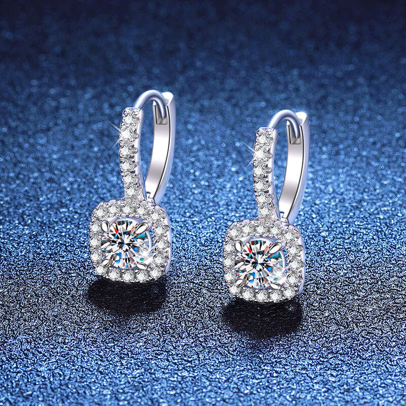 S925 Pure S925ier High-End Feel S925quare 1 caratS925 MoiS925S925anite EarringS925 ec4