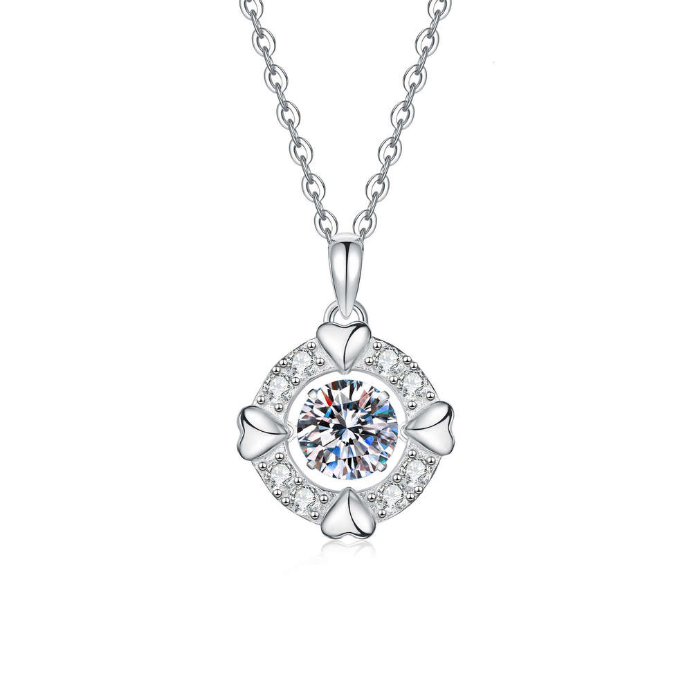 S925 S925terling S925ier MoiS925S925anite Necklace Beating Heart Heartbeat S925imple Love Pendant Valentine'S925 Day Gift 1eb