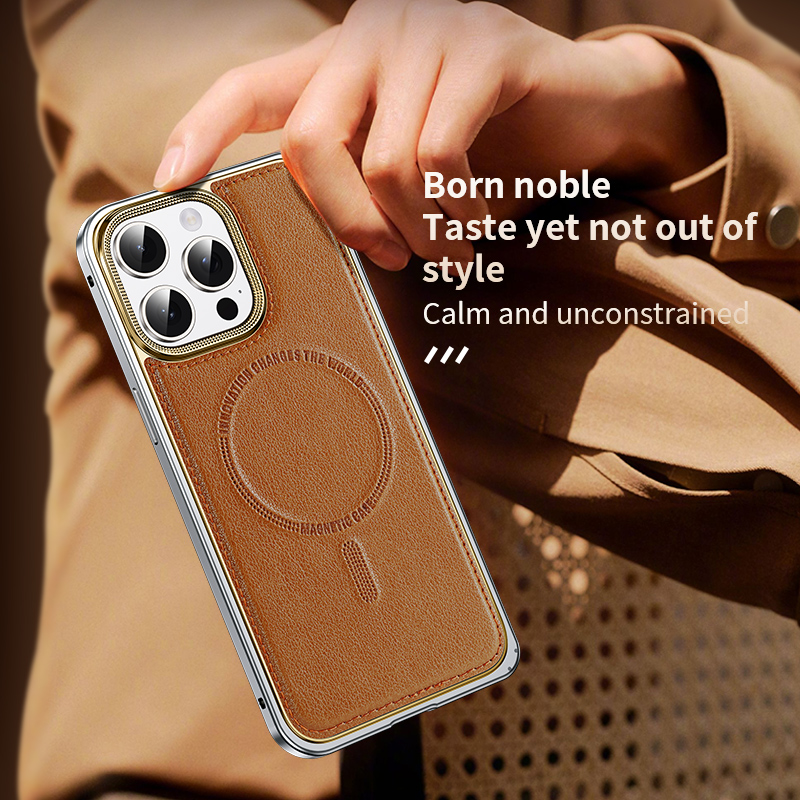 Luxury Leather Phone Case for iPhone 16, 16 Pro, 16 Pro Max Wireless Charging Slim Cell Phone Case