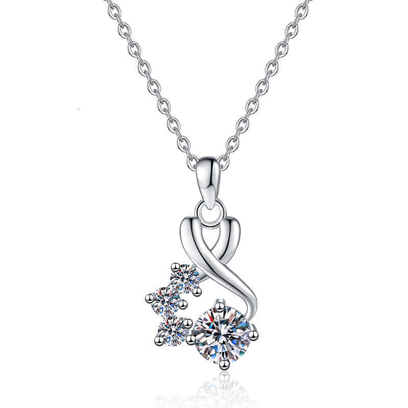 S925terling S925ier for Women Light High-end Pendant 1 caratS925 MoiS925S925anite Necklace 5c2