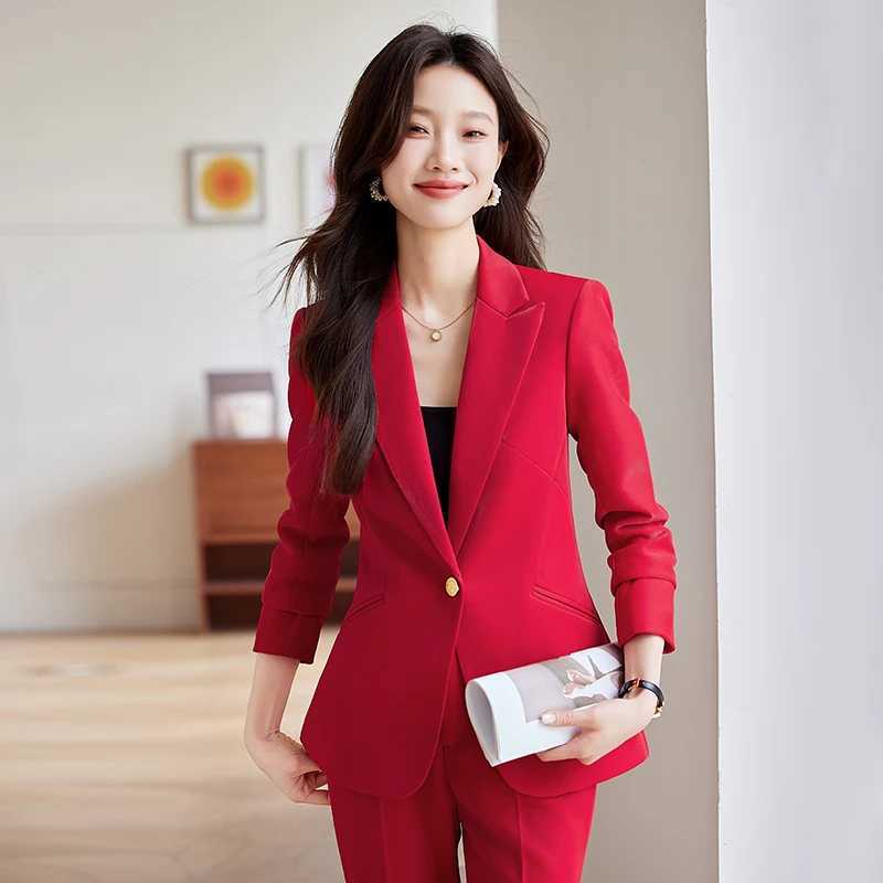 ZJYT Fashion Women Pant Suit 2 Piece Set Office Ladies Female Business Work Wear Formal Blazer Jacket and Trouser Set Outfit X250704