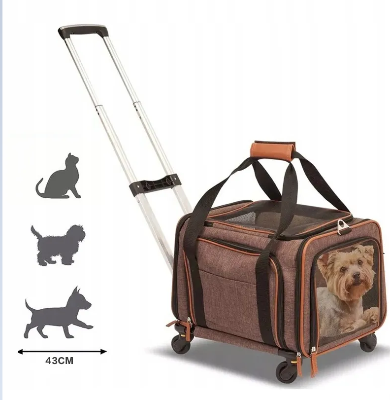 Gardner Pet Cat Carrier with Wheels and Litter Box, Breathable Mesh, Expandable Soft-Sided Carrier for Traveland Locking Zippers for Long Distance Car