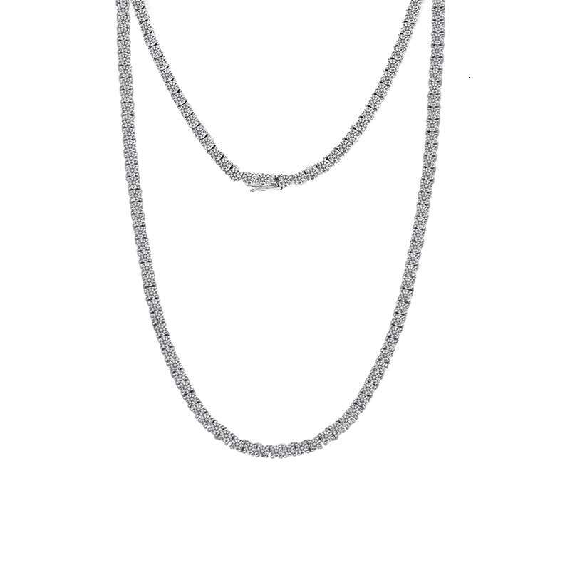 Silver 925 Original Round Brilliant Cut Diamond Test Past 2-6.5mm D Color Moissanite Tennis Necklace for Wedding Fine Jewelry