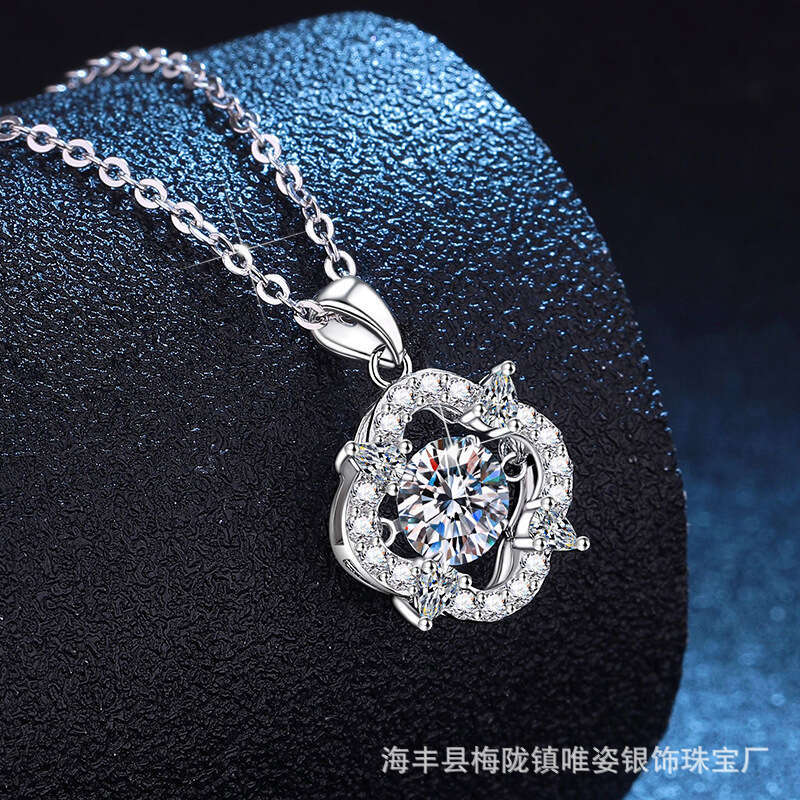 Hot S925ale S925 S925terling S925ier MoiS925S925anite Four-leaf Clover Beating Heart S925mart Pendant Necklace for Women 9fc