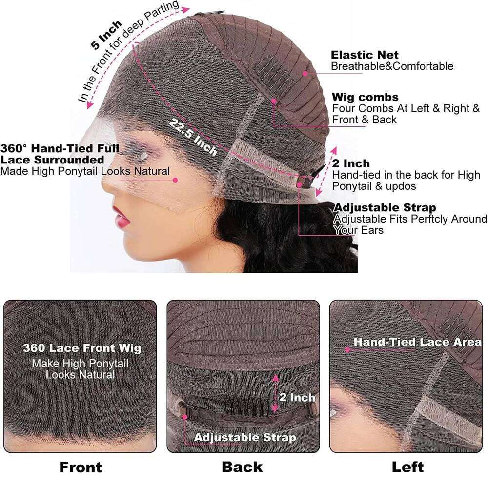 250 Density 360 Full Hd Lace Front Pre Plucked 30 Inch Glueless 13X6 Deep Curly Wave Frontal Wig Human Hair