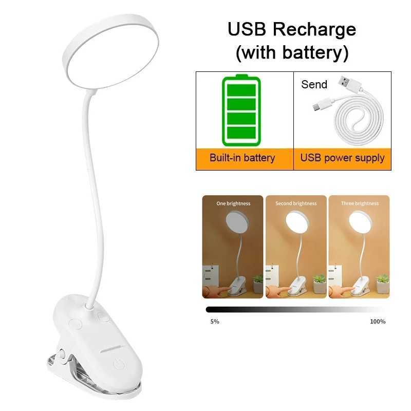 Table Lamp USB Rechargeable Desk Lamp With Clip Bed Reading Book Night Light LED Touch 3 Modes Dimming Eye Protection Light XJ250703