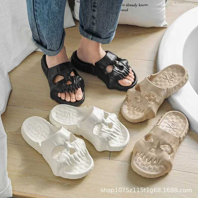 2K House Slippers Women Cloud Summer Soft Sandals Skull Flip Flops Men Male Demon Thick Flat Platform Non-Slip Home Slides Men W250704