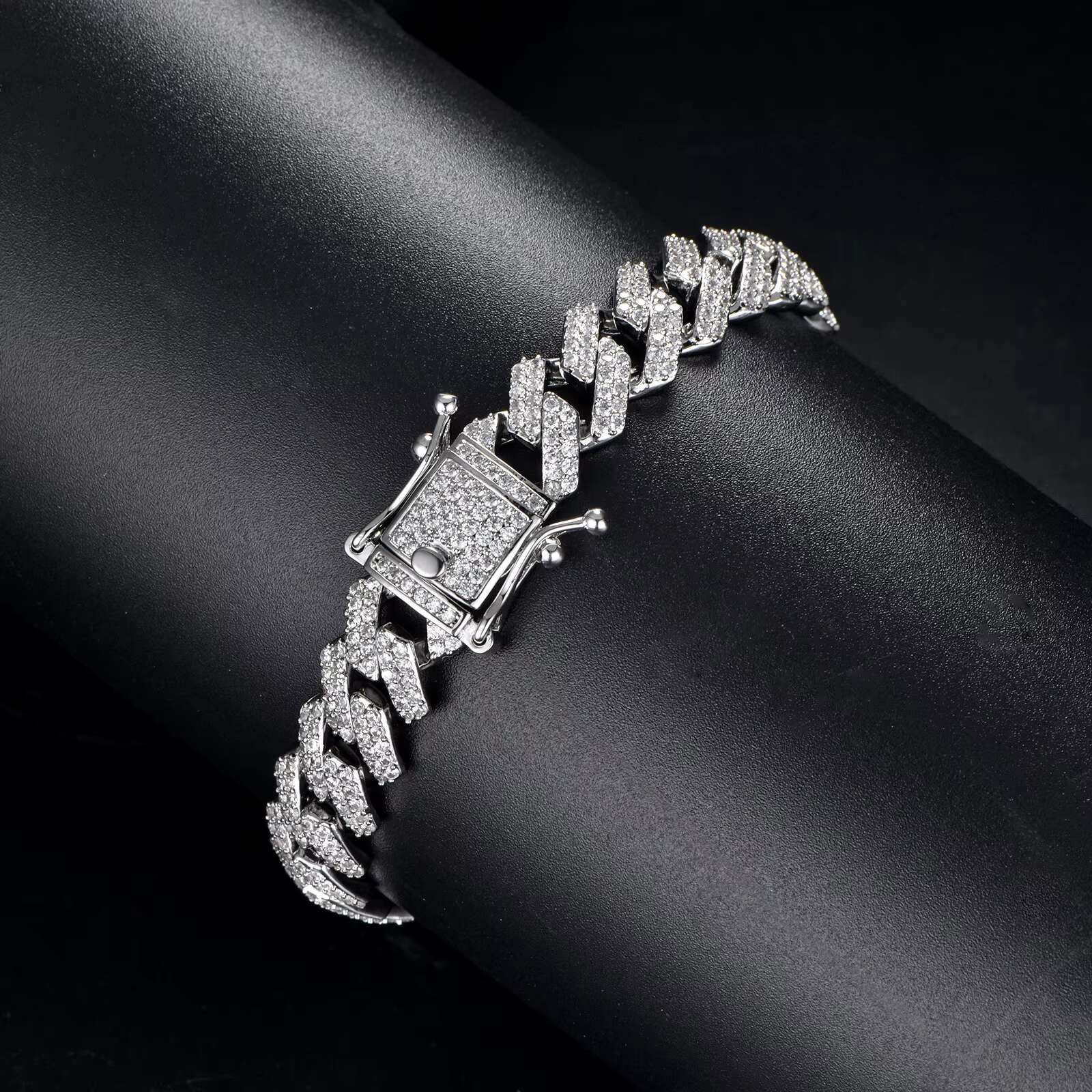 Street Hip-Hop Personality Trend Diamond Inlaid Natural Zircon Cuban Tennis Bracelet