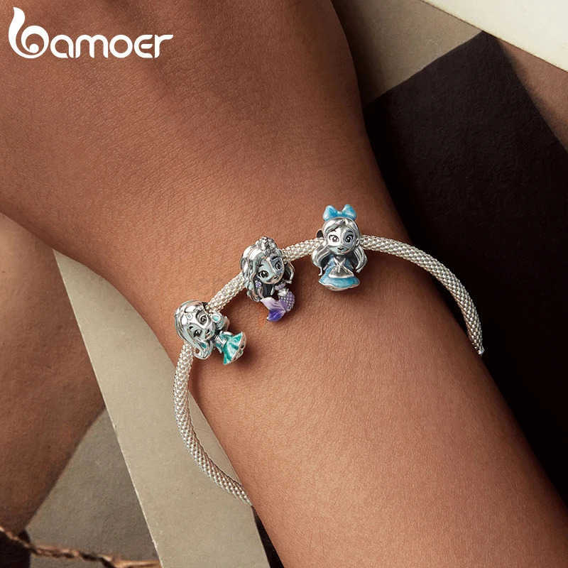 DISNEY Bamoer Original 925 Sterling Silver Princess Charm Dreamlike Fairytale Bead Mermaid for Women Bracelet DIY Fine Jewelry Gifts W20250704