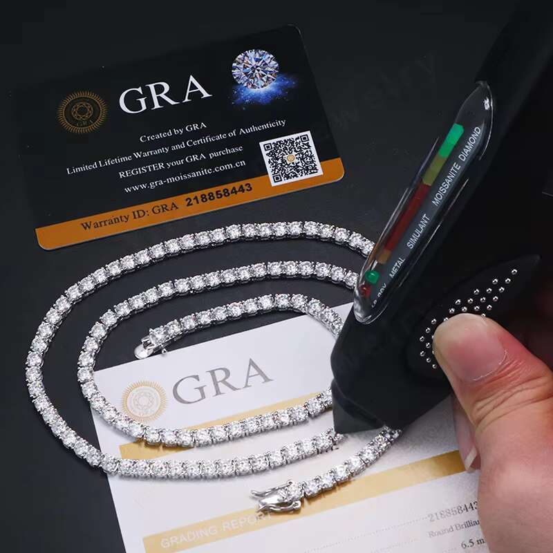 Moissanite Tennis Necklace Jewelry 18k Gold Plated 925 Silver Diamond Chain VVS Moissanite Tennis Chain for Party