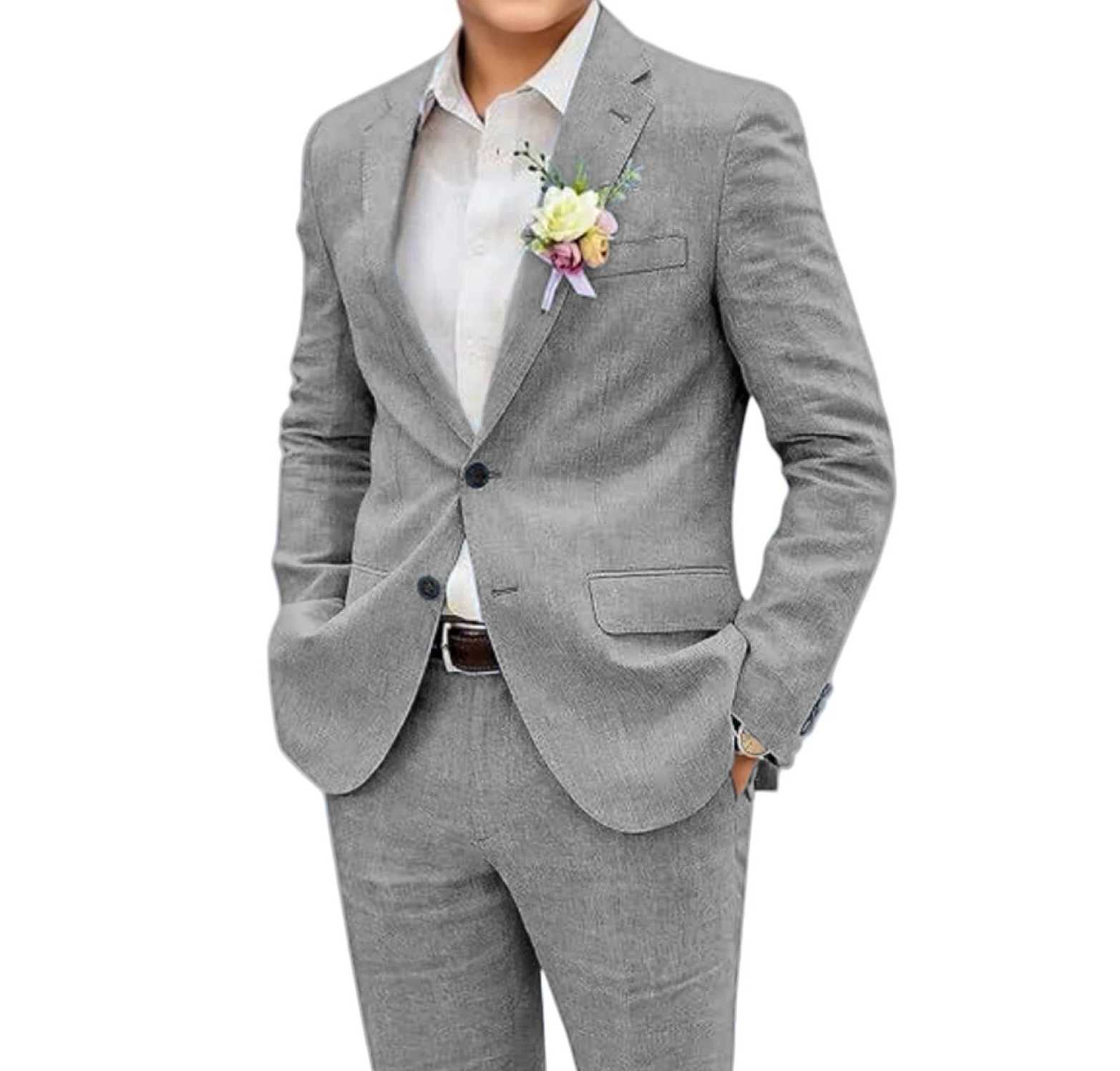 2-piece Customized Mens Suit Set Jacket Pants Spring Summer Wedding Party Home-based Costumes Linen Suit X250704
